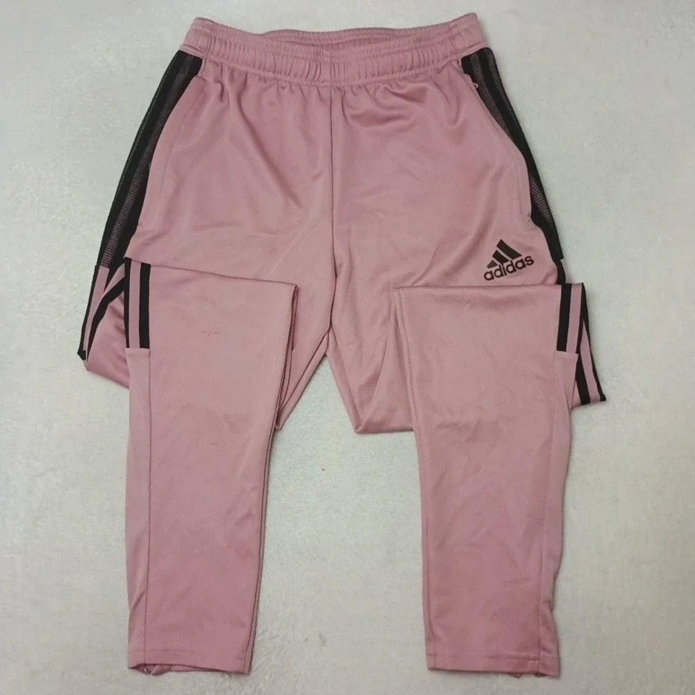 Adidas Track Pants Mens S Pink Tiro Soccer Slim Tapered Zip Pocket Gym Training